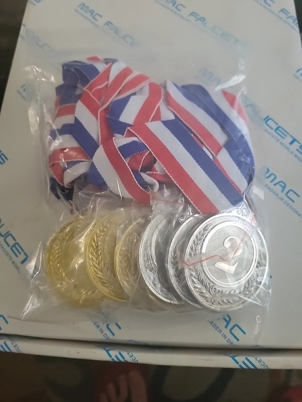 Gold and Silver Winner Medals with Red-White-Blue Ribbon - Party Supplies